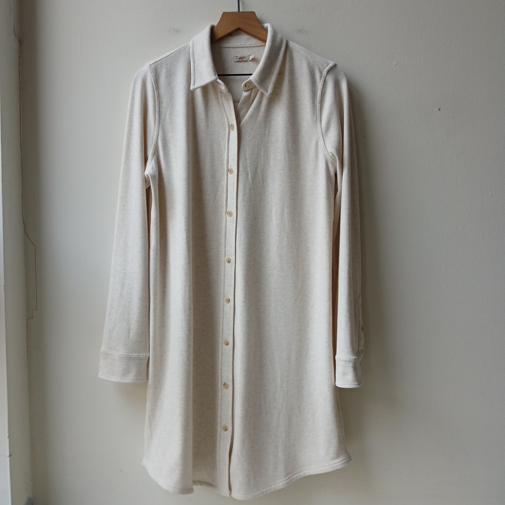 Faherty Legend Long Sleeve Dress Off White Women's Large